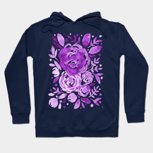 Watercolor roses bouquet - ultra violet Hoodie